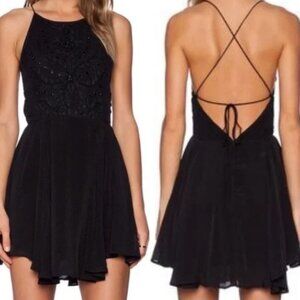 Lovers + Friends Jasmine Black Beaded Fit & Flare Dress M